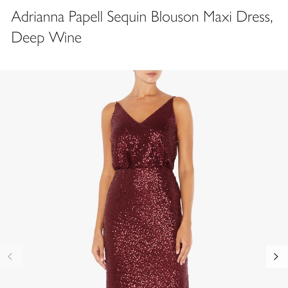 Adrianna Pappell Sequin Blossom Dress Deep Wine
